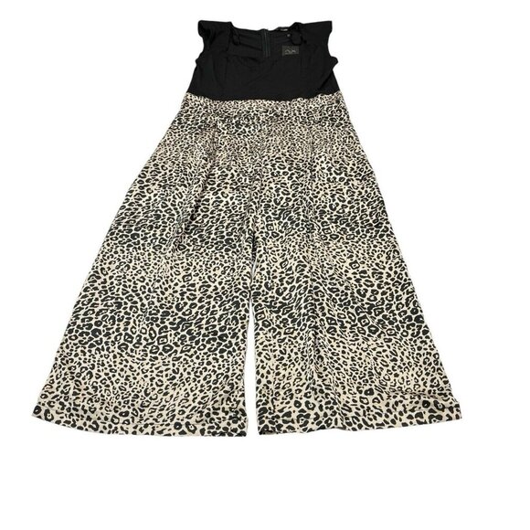 AX‎ Paris Curve 2 In 1Jumpsuit Womens 16 Black Leopard Wide Leg Party Cocktail - Picture 3 of 10